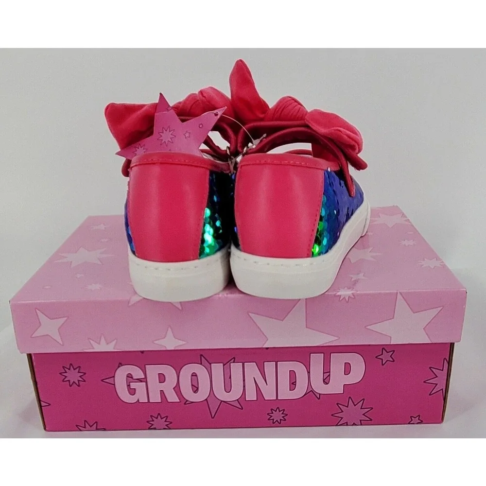 Ground Up Sequin Mary Jane Slip On Shoes with Bow Girls 3 Hot Pink Purple Green